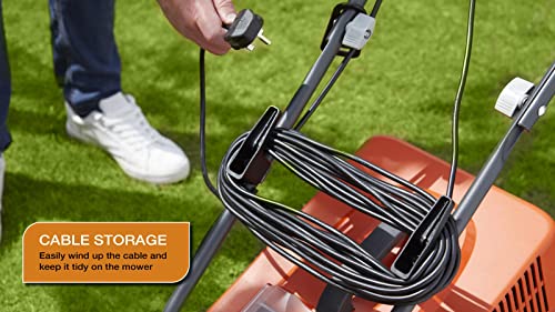 Flymo SimpliMow 320V Wheeled Electric Lawnmower - 1300 W Motor, 32 cm Cutting Width, 30 Litre Grass Box, Soft Grip Handles, Orange and Grey