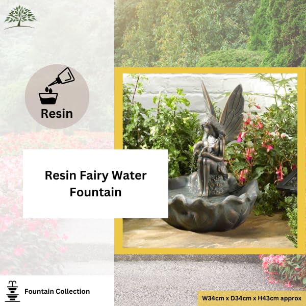 Garden Mile Solar Water Fountain Magical Fairy Water Feature Garden Solar Water Statue Ornament (Fairy Leaf)