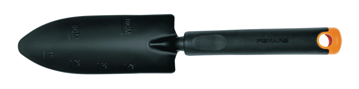 Fiskars Ergo Transplanter, Length 30cm, Rust-Resistant Steel Head/Plastic Handle, Black/Orange, 1027018