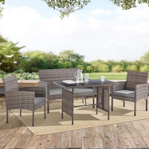 EVRE Porto 4-Seater Rattan Garden Dining Set