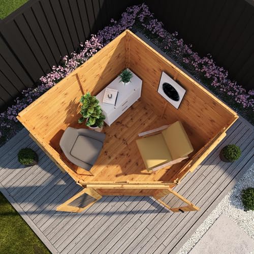 WALTONS | Wooden Corner Summerhouse | Shiplap Tongue & Groove | Garden Room | Flat Roof | Double Door | Outdoor Sun Room | 7ft 8ft 9ft | 10 Year Anti Rot Guarantee | (7ft x 7ft)