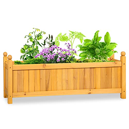 Albert Austin 1x Wooden Planter for Garden Easy to Assemble Weather Resistant Durable Design for Easy Planting Ideal for Indoor Outdoor Use Lightweight Garden Planters for Flowers (Large)