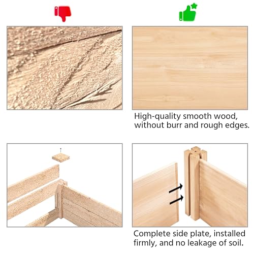 Yaheetech 8×2ft Wooden Horticulture Raised Garden Bed Divisible Elevated Planting Planter Box for Flowers/Vegetables/Herbs in Backyard/Patio Outdoor, 245.5 x 62.5 x 27cm