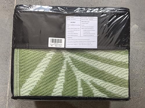 Cekene Patio Rugs for Garden Waterproof 180x270cm lightweight Outdoor Camping Rugs Reversible Plastic Straw Rug UV Resistant Area Floor Rug for Outside BBQ Deck Balcony Porch Grass Green