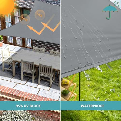 Sun Shade Sail 2x3M Rectangle Waterproof 95% UV Block Garden Sunscreen Awning Canopy with Rope Breathable Square Patio Sail Pergola for Outdoor Garden Patio Yard Lawn