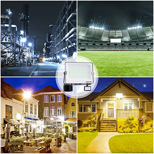 FEAHRZEUG 100W Security Lights Outdoor Motion Sensor 10000 Lumen PIR Light with Remote Control IP66 Waterproof Motion Sensor Flood Garden Light Security Perfect for Forecourt Backyard Garages