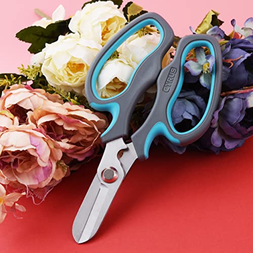 CYRUS Garden Shears Pruner Secateurs Pruning Scissors Flower Sharp Gardening Hand Tools Florist Bonsai Cutters Rose Snips,Blue