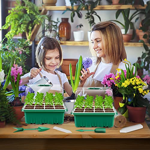 Verdenu 10 Pack Seed Trays, 120 Cells Seedling Trays with Heightened Lids, Plant Germination Trays Kit with Humidity Dome, Seed Propagator Tray Plant Starter for Greenhouse Plant