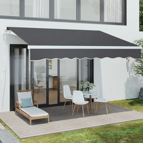 Dripex 3x2.5m Retractable Manual Patio Awning – Grey