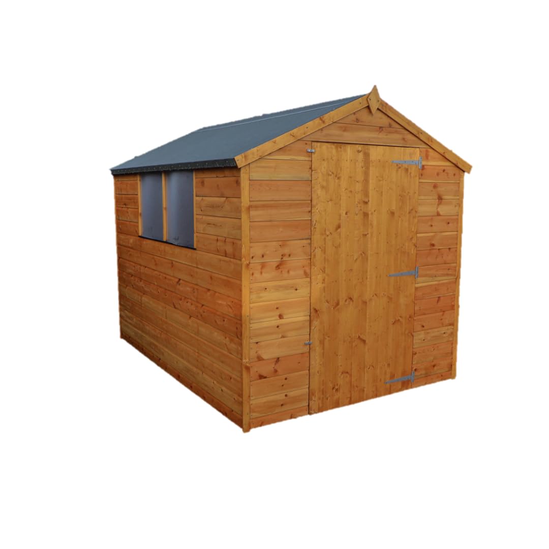 Waltons 8x6 Wooden Garden Shed | Shiplap Apex Roof Outdoor Storage Shed with Windows & Single Door | Tongue & Groove Timber | 8ft x 6ft Weatherproof Shed with Felt & Fixings