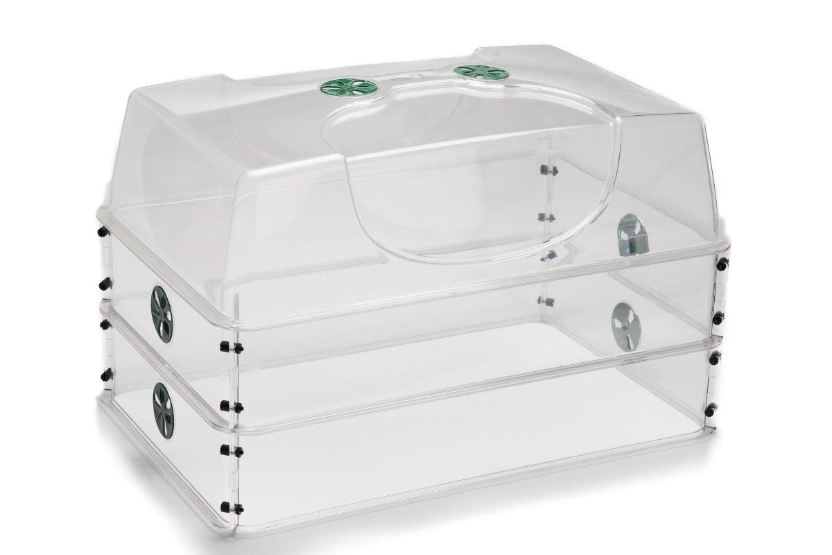 EarlyGrow MPL50123 Original Large Shatter Proof Propagator with Vented Height Extender Set (Large w/Two Extender Sets)