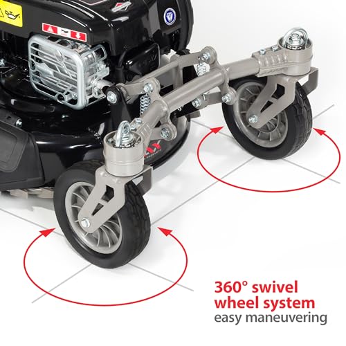 NAX POWER PRODUCTS 1000S self-propelled lawn mower with Briggs & Stratton combustion engine of 125 cm3 capacity, 450E series, mowing width 42 cm 45-litre basket deck cleaning system