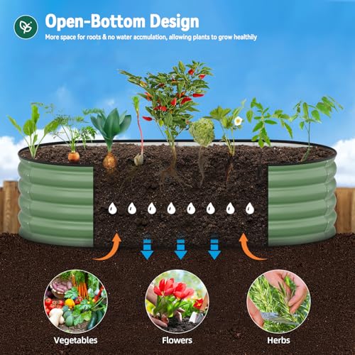 Warmiehomy 2 Packs 160x80x42cm Raised Beds for Garden, Metal Planter Box Outdoor with Reinforced Rods, Rounded Galvanised Bottomless Raised Beds for Vegetables, Flowers and Herbs, Green