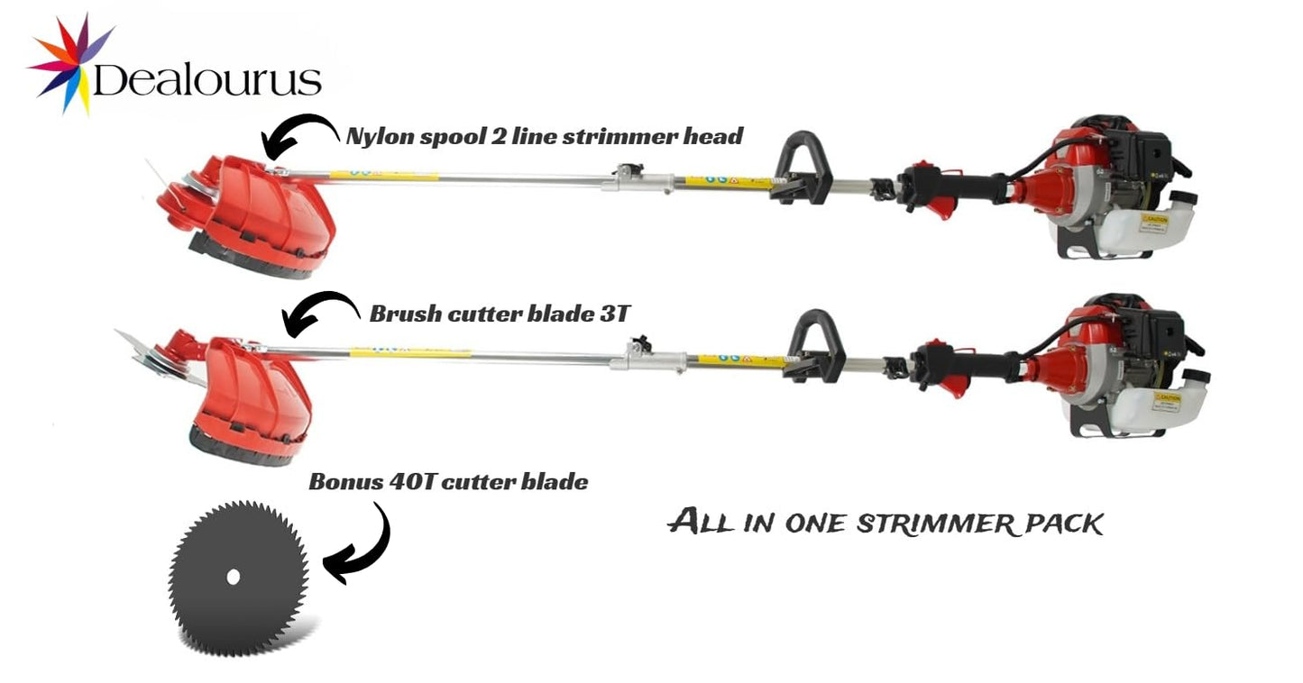 52cc 5 in 1 Multi Function Garden Tool Petrol Strimmer Hedge Cutter Chainsaw Trimmer Pruner & Extension Pole Recoil Start