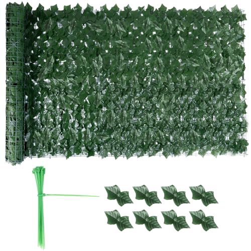 Blueeour Garden Screening,1 * 3M Artificial Ivy Fence Screening, Artificial Hedge Screening,Balcony Privacy Screen, Fence Trellis with Leaves, Fence Ivy for Balcony Garden Decoration(1Pcs)