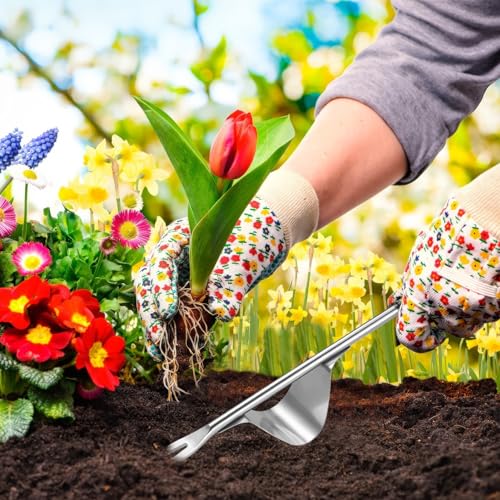Zocipro Manual Weed Puller Tool, Hand Weed Remover Tool Garden Weed Puller with Wooden Handle, Stainless Steel Deep Root Weeder Tools Weed Picker Tool for Patio Lawn Garden Yard