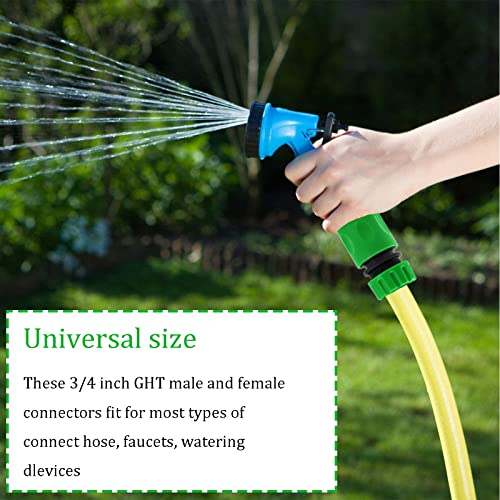 10Pack Garden Pipe Fittings Kit for Outdoor Tap - 2 Double Male & 6 Quick Snap Connectors, 2 Hose Tap Connectors (1/2'' & 3/4'' Size 2-in-1)