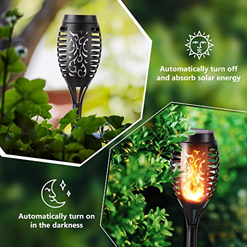 Geemoo 6 Pack Solar Flickering Dancing Flame Lights Waterproof Solar Torch Lights for Outdoor Garden Patio Pathway Yard Driveway Halloween Decorative