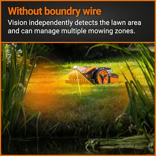 WORX WR202E Landroid Robotic Lawn Mower – 250m² Patented AIA Mowing Multi-Zone, Auto Charging, 20V PowerShare Battery, Rain Sensor, Cut-to-Edge Technology, App-Controlled, Accessories Included