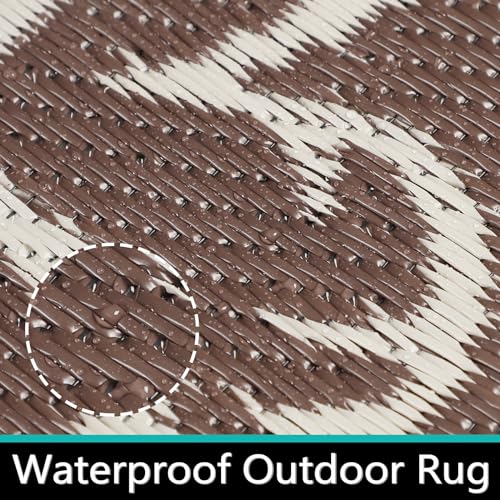 Famibay Outdoor Rugs for Patios Waterproof Garden Rug Reversible Mat Lightweight Camping Rug Outdoor Area Rug for Balcony Deck Backyard Porch Beach BBQ
