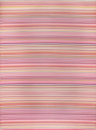 THE RUGS Rainbow Collection Outdoor Rug - Easy to Clean, Waterproof Plastic Outdoor Rugs for Garden, Patio, Balcony, Camping - Vibrant Plastic Straw Rug - Threads Pink, 120x160