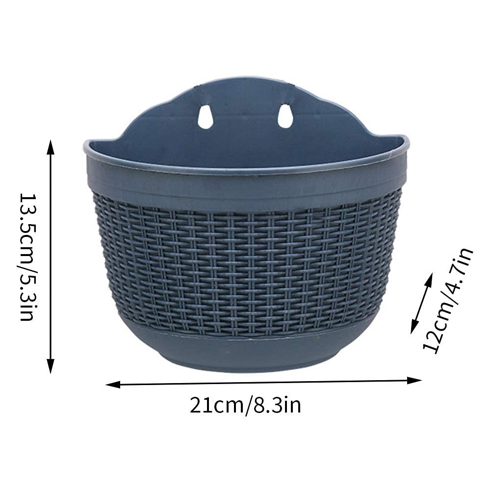 Set of 2 Pcs Hanging Planters Outdoor Hanging Basket Plastic Flower Pot Plants Holder Hanger for Balcony Fence Wall Mounted Planters Hanging Fence Planters with Drainage and 4 Hooks (F)