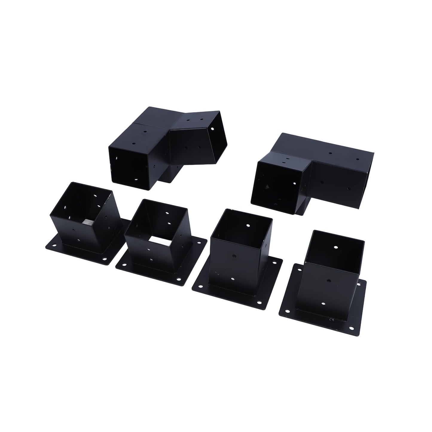 6Pcs Pergola Corner Brackets, Alloy Steel Corner Bracket Base Top Mount 3 Way Bracket DIY Post Base Kit Outdoor Patio Pergola Hardware Kit with Screws for Gazebo Canopies Carports