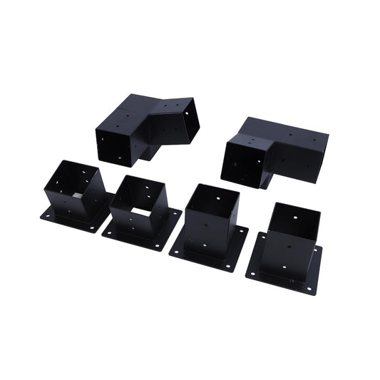 6Pcs Pergola Corner Brackets, Alloy Steel Corner Bracket Base Top Mount 3 Way Bracket DIY Post Base Kit Outdoor Patio Pergola Hardware Kit with Screws for Gazebo Canopies Carports