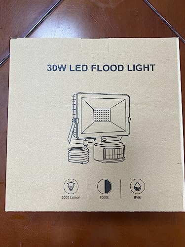 Immver 30W Security Lights Outdoor with IR Remote Control, PIR Motion Sensor, 3000LM 6000K Cool White LED Floodlights, IP66 Waterproof Wall Light for Garden, Backyard, Garage, Doorways