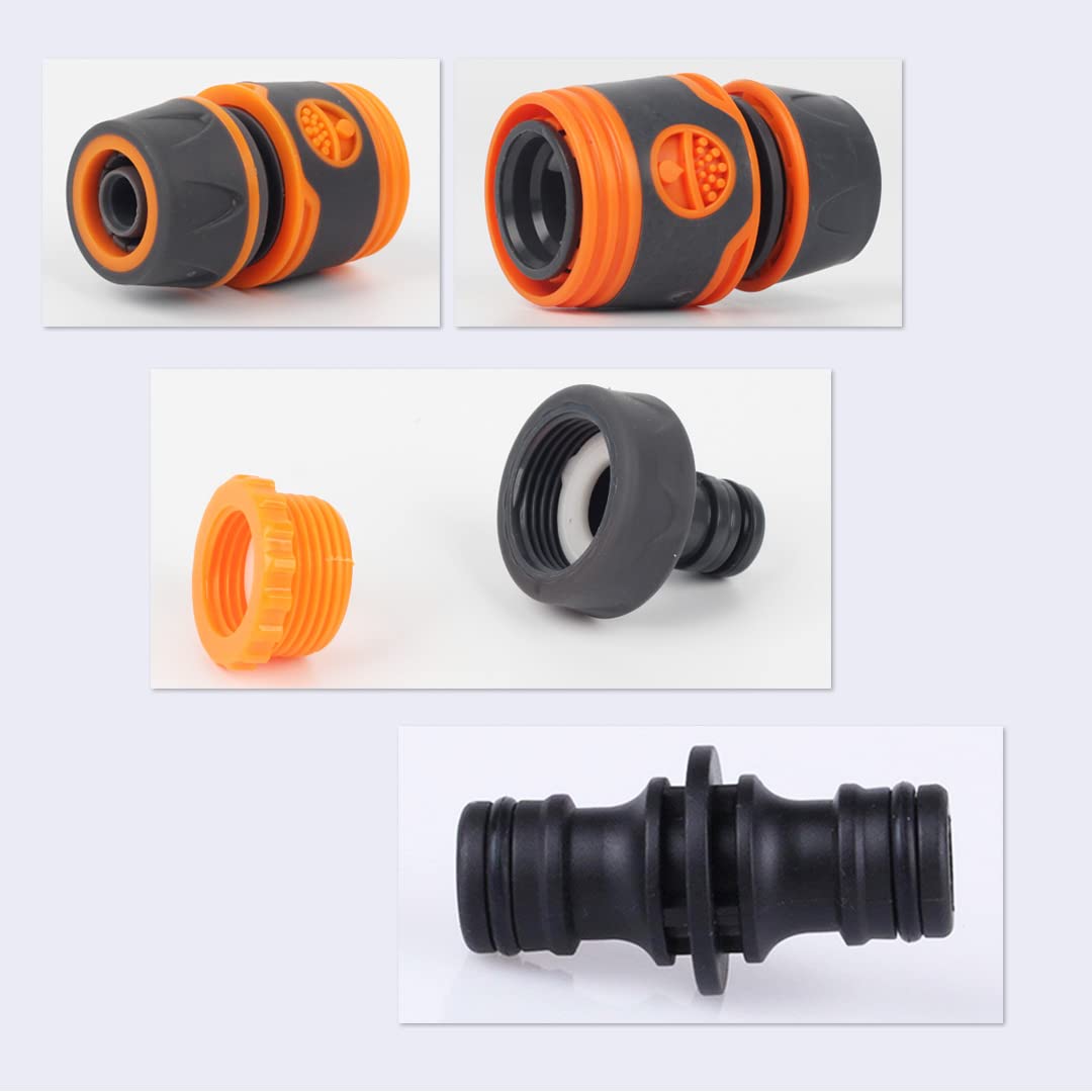 Garden Hose Connector for Hose Pipe, Outside Tap to Hose, Hose to Hose Connector Fittings Set - 6 Quick Connector for Hose, 2 Adapter Connector for Tap 3/4''&1/2'' 2 in 1, 2 Double Male Hose Connector