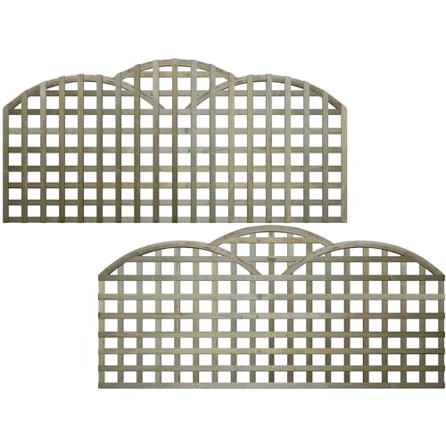 Premier Triple Dome Art Deco Cloud Top PRIVACY Trellis Panel Traditional Fence Topper Wall Plant Climbing Width.6ft (183cm) x Shoulder Height.2ft (60cm) & 85cm Top of Domes 70x70mm Square Holes