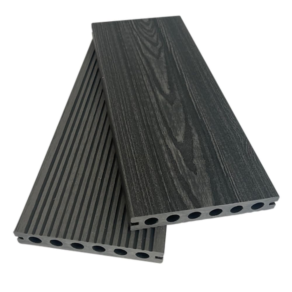 Ceta Composite Decking Premium Composite Decking Board Samples, 3.6m Length, Woodgrain Decking Board, Charcoal, Grey, Silver, Light Brown, Dark Brown, Hollow Decking Board