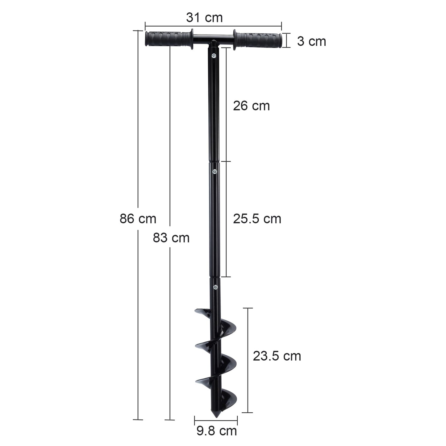 CO-Z 86cm Manual Post Hole Digger, Fence Post Auger for Gardening, Post Hole DiggerTools with 24cm Auger Drill Bit Extension Rods Handle, Post Hole Fence Manual Hand Drill Digger Earth Auger