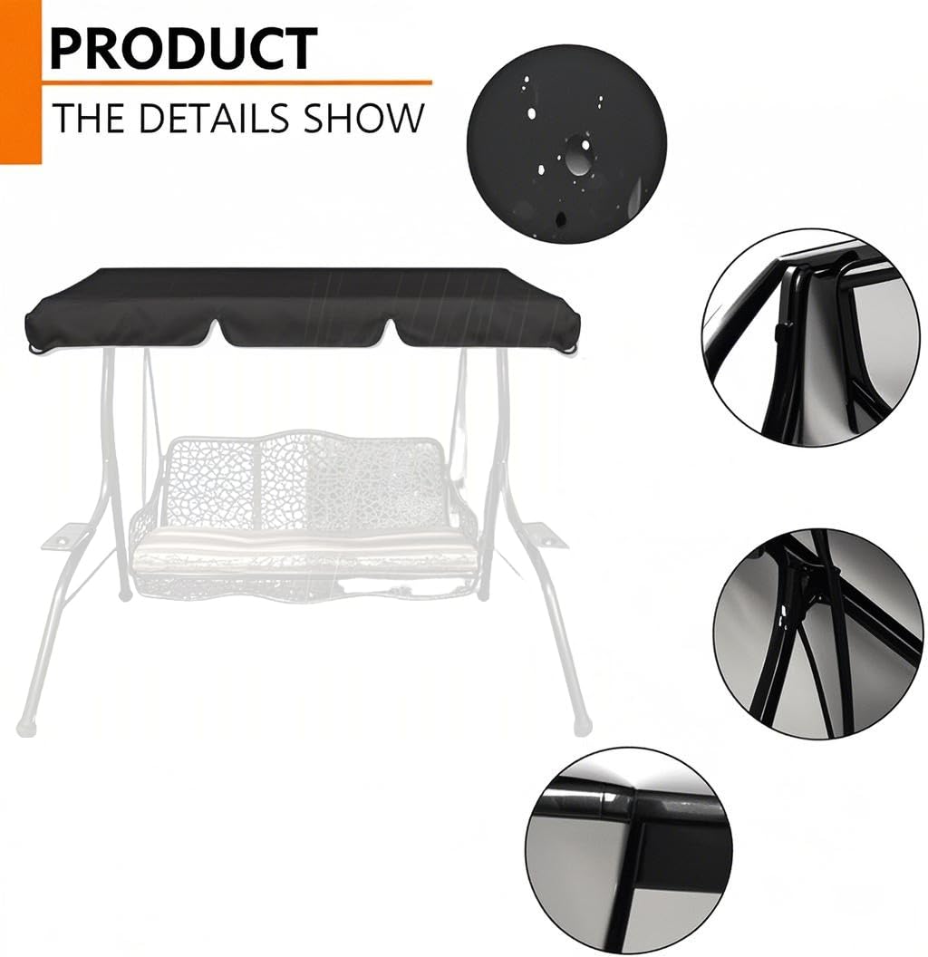 Garden Canopy Swing Seat Chair,for Patio Poolside Porch,with Adjustable Canopy Removable Cushion, Outdoor Swinging Chair Bench (Blackone, 142x120x18cm)