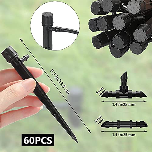KAHEIGN 60Pcs Water Irrigation Drippers, 8 Holes Adjustable Drip Emitters Micro Flow Drip Irrigation 360 Degree Watering System for 4mm /7mm Tube