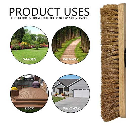 EDS 18” Soft Broom Indoor & Outdoor Sweeping Brush with Wooden Handle Natural Coco Bristles for Floor Room Kitchen Warehouse Lightweight & Durable Floor Brush (Pack of 1)