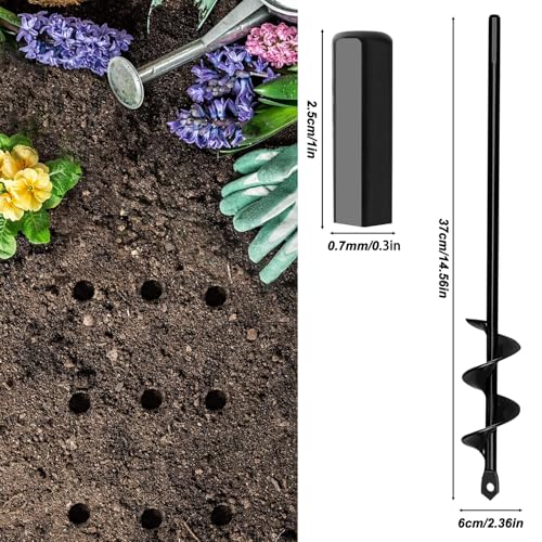 Garden Auger Drill Bit for Planting 6x37cm/8x30cm/4x22cm, Bulb Planting Auger, Post Hole Digger,Fence Post Digger Tool,Auger Post Hole Digger for 3/8" Hex Drive