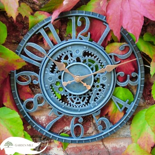 Marco Paul Large Outdoor Wall Clock 12 in Outside Waterproof Garden Clock Quartz Battery Operated Round Clocks Retro Home Kitchen Living Room Decor Clocks