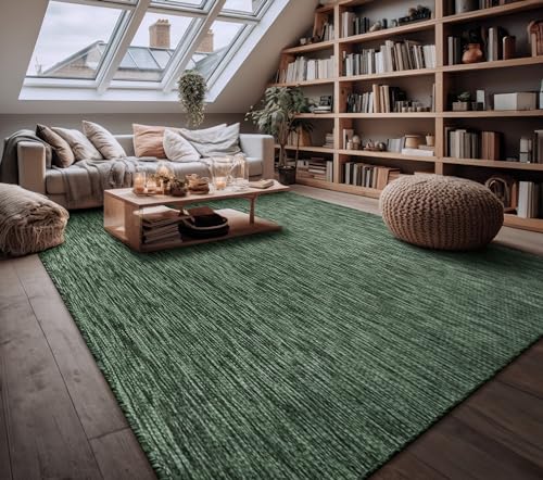 Paco Home Outdoor Weatherproof Rug for Living Room/Balcony/Kitchen, Flat Weave, Sisal Look, Mottled, Plain, Size: 120 x 160 cm, Colour: Green