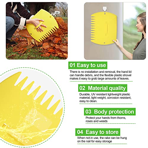 GardenHOME Garden and Yard Leaf Scoops Hand Rakes, Large Sized Leaf Grabbers, Leaf Collector,1 Pair (Yellow)
