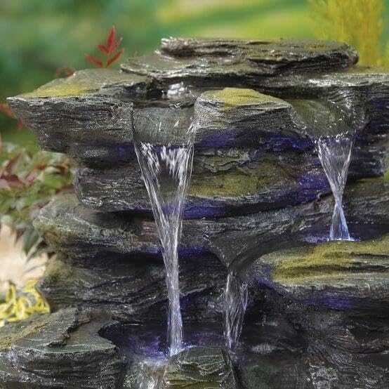 Easy Fountain Como Springs Water Feature inc LED Lights, Resin, Natural, One Size