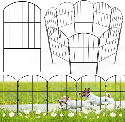 WELDUN Metal Garden Fence Panels 320cm Set of 10