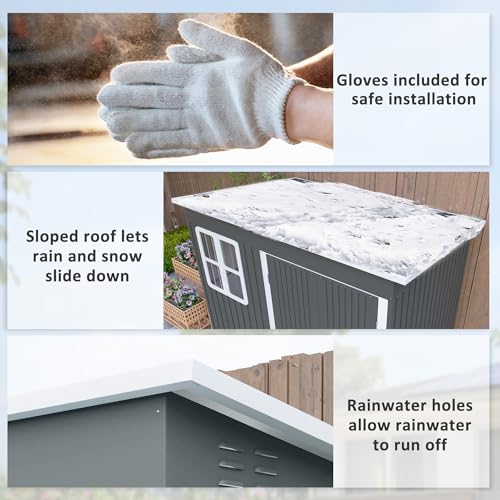 Outsunny 8.5 x 6ft Storage Shed Galvanised Steel Garden Shed, Metal Shed with Foundation Kit, Window, Lockable Wide Doors and Air Vents for Outdoor Patio, Dark Grey