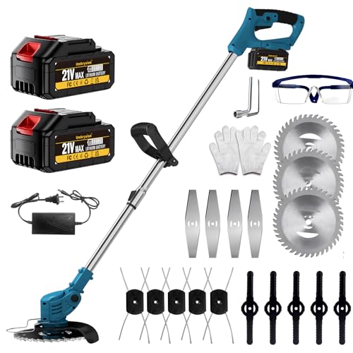 Cordless Grass Strimmer 21V with 2x 4000mAh Batteries