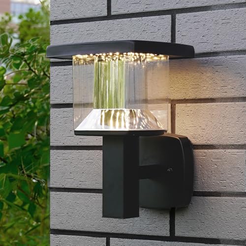 NBHANYUAN Lighting Outside Wall Light,SUS304 Stainless Steel Outdoor Light Garden Light Waterproof Outdoor Wall Lamp,3000K Warm White for Yard,Porch,Black,IP44 1000LM