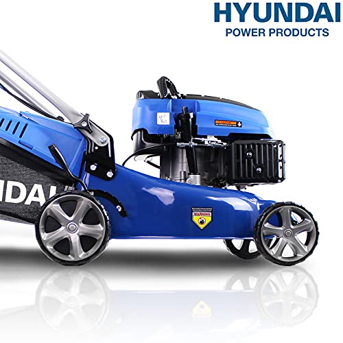 Hyundai Petrol Self Propelled Lawnmower, 17"/43cm 139cc, Recoil Pull Start, 5 Adjustable Cutting Heights, Large 45l Grass Collector Bag, Foldable Handles, 3 Year Warranty,