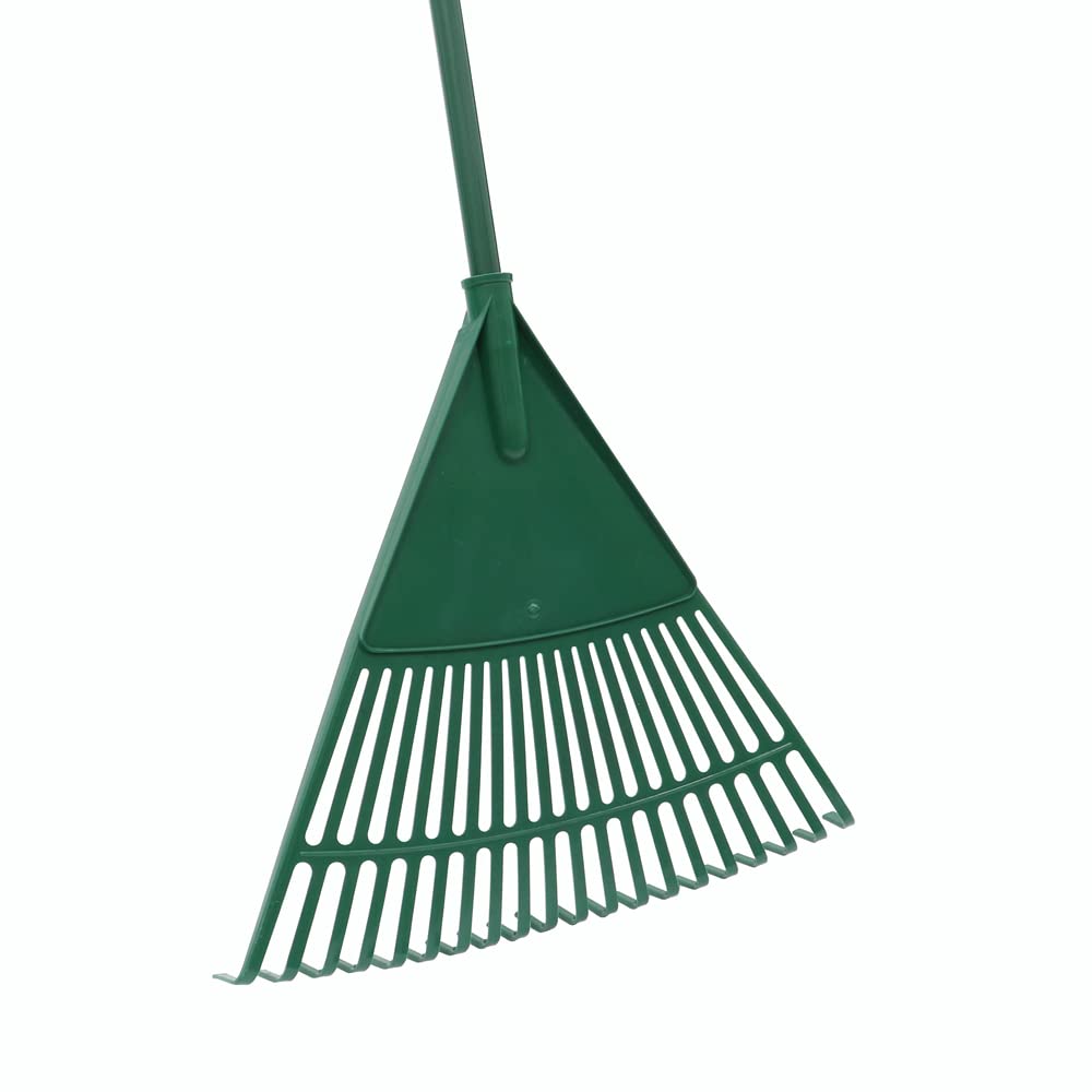 JVL Outdoor Garden Lawn Leaf Rake with Telescopic Handle, Green