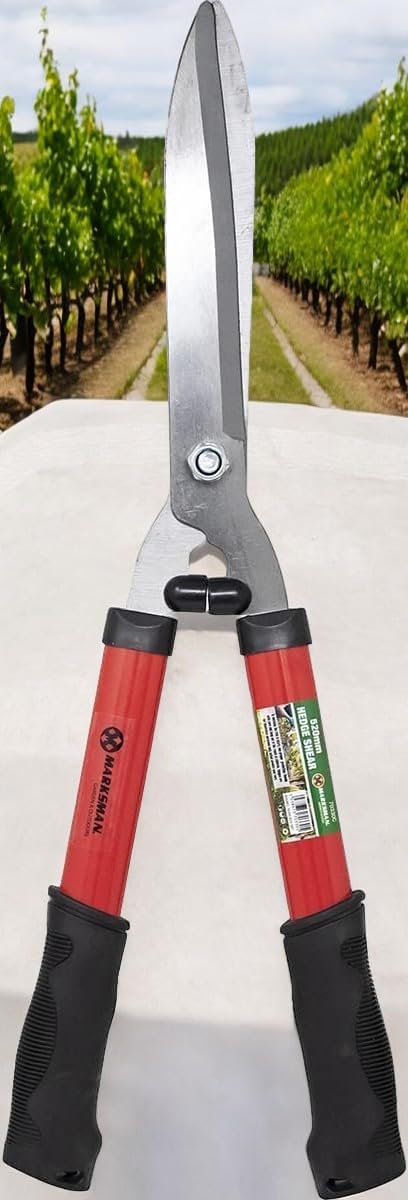 20" Carbon Steel Hedge Shears - Razor Sharp, Rust Resistant Blades - Lightweight Garden Trimmer for Grass, Shrubs, Bushes - Anti-Slip Handles for Easy Cutting