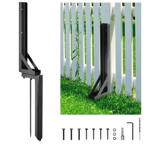 aleawol Fence Post Repair Kit Heavy Duty Support Stake, Steel Fence Post Repair Kit with Nails, Drill, Garden Fence Ground Spike for Repairing Damaged Fence Gate Posts Sign Posts or Mailbox