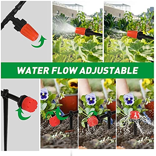 Quate 158 PCS Irrigation System Kit, 40M Micro Drip Watering System with Adjustable Nozzle Sprinkler Sprayer and Dripper Automatic for Greenhouse, Lawn, Patio, Landscape, Flower Bed, Terrace Plants